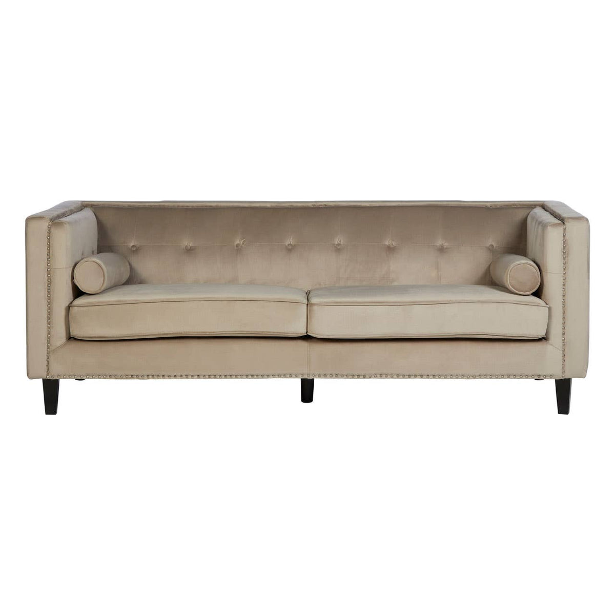 Felisa 3 Seat Mink Velvet Sofa.