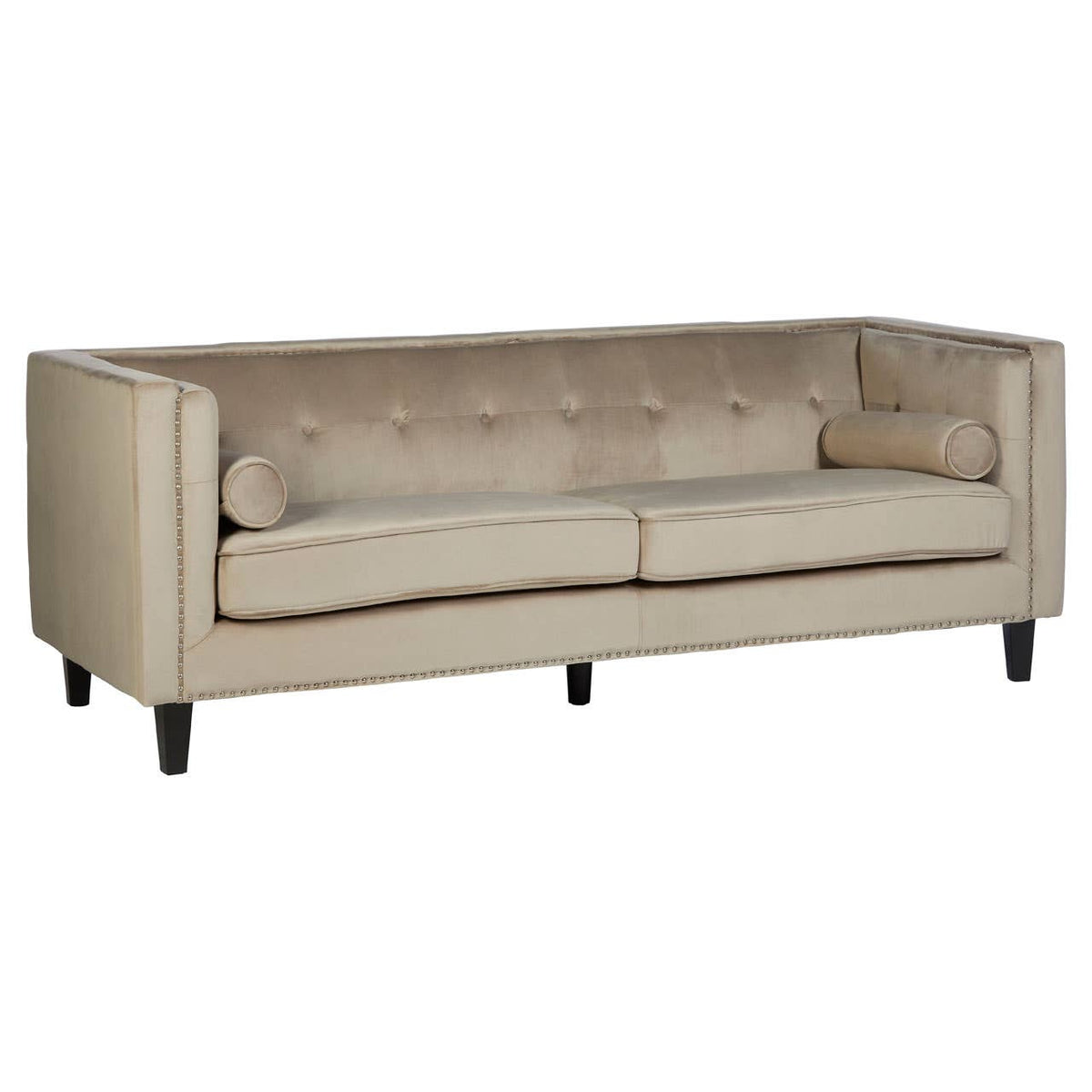 Felisa 3 Seat Mink Velvet Sofa.