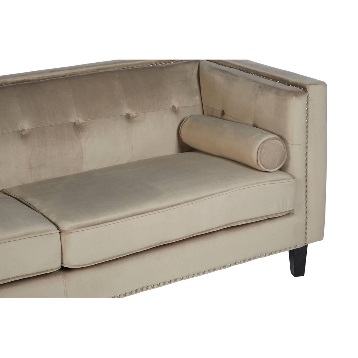 Felisa 3 Seat Mink Velvet Sofa.