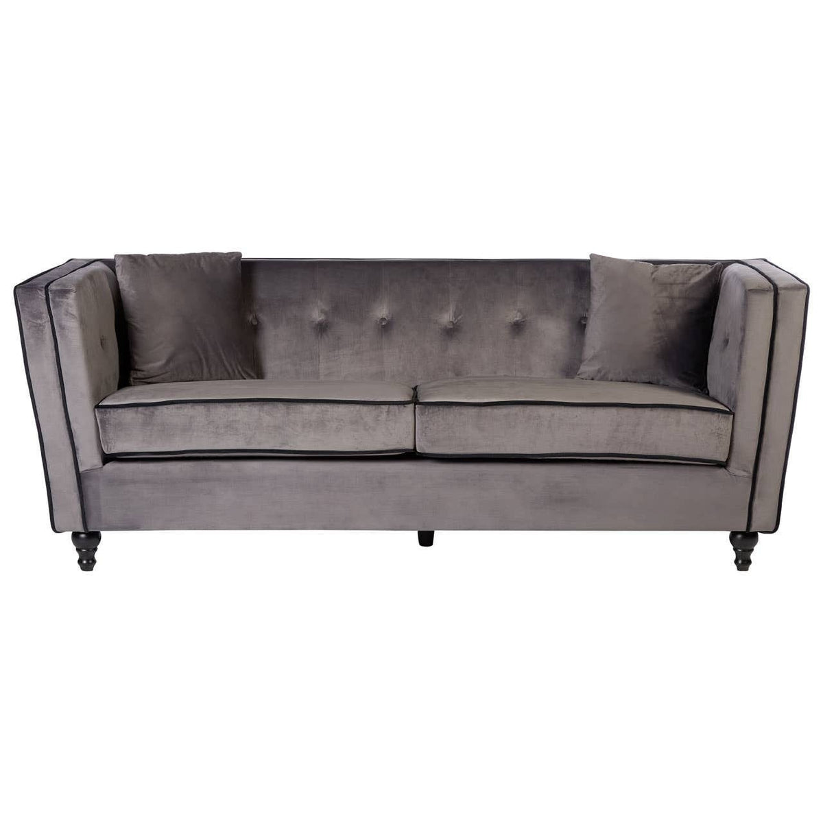 Noosa & Co. Living Ferris 3 Seat Grey Velvet Sofa House of Isabella UK