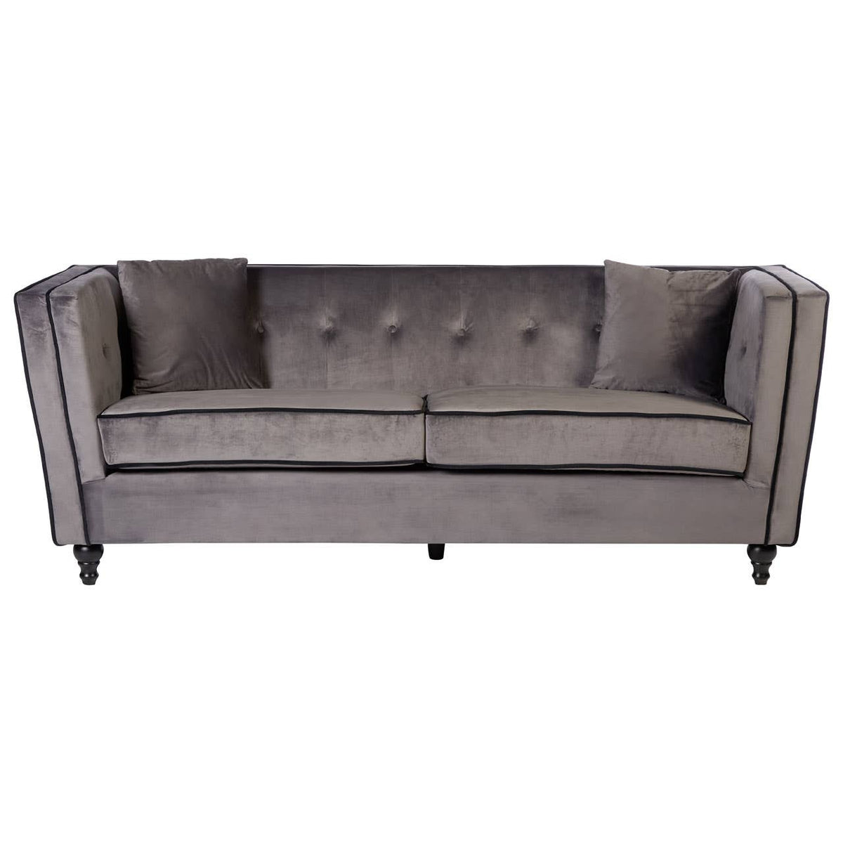Ferris Grey Velvet 3 Seat Sofa.