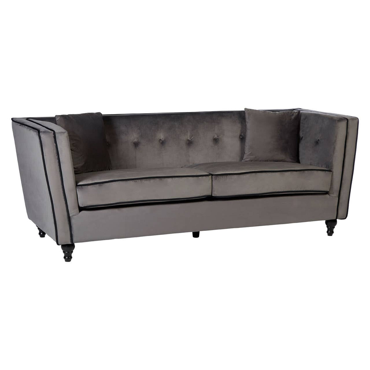 Ferris Grey Velvet 3 Seat Sofa.