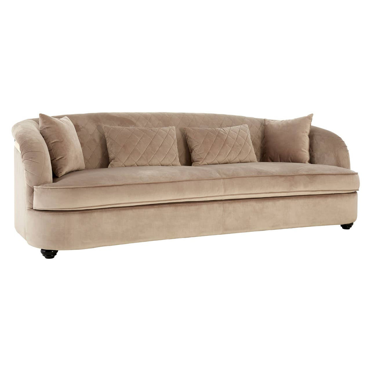 Fiji Three Seat Grey Cotton Velvet Sofa.
