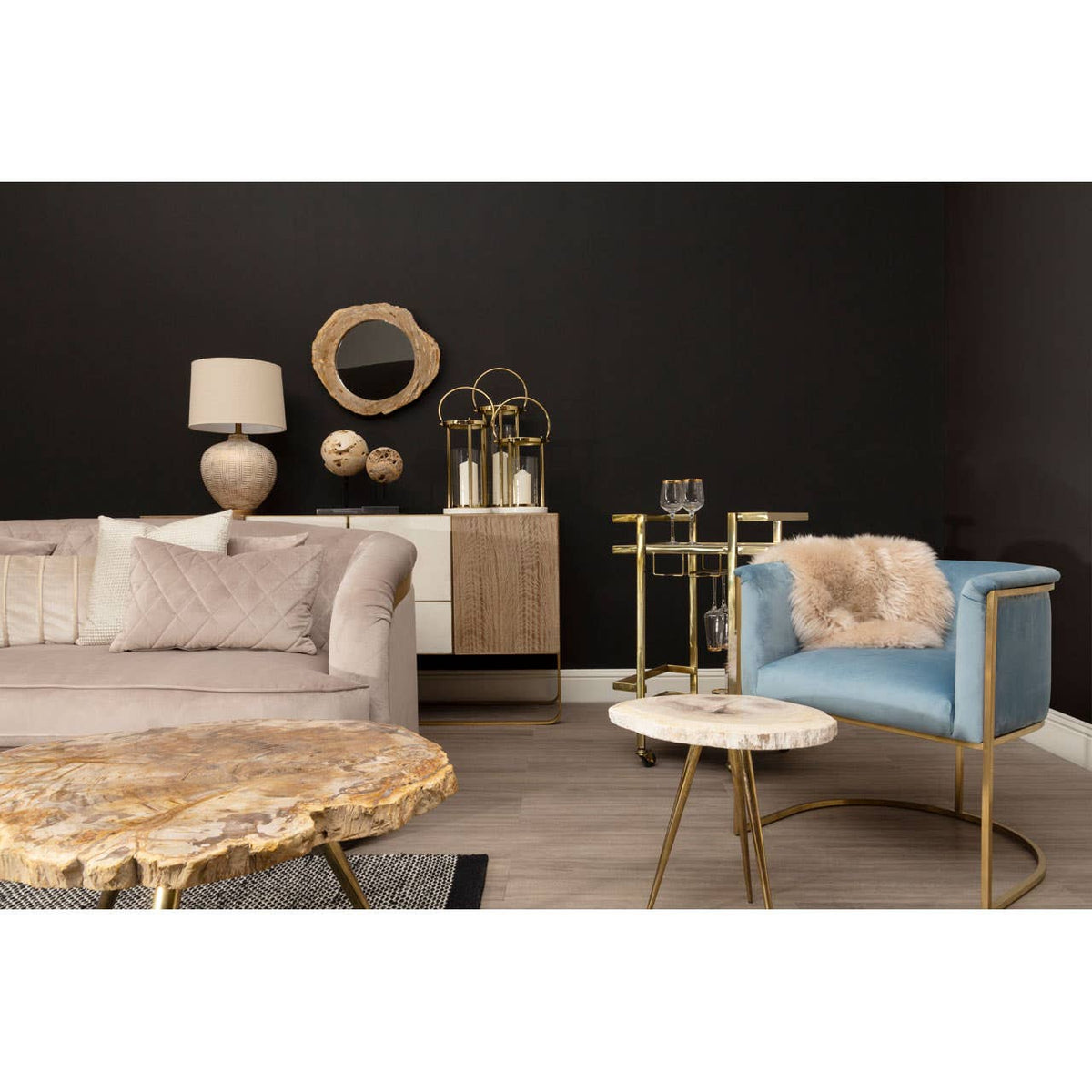 Fiji Three Seat Grey Cotton Velvet Sofa.