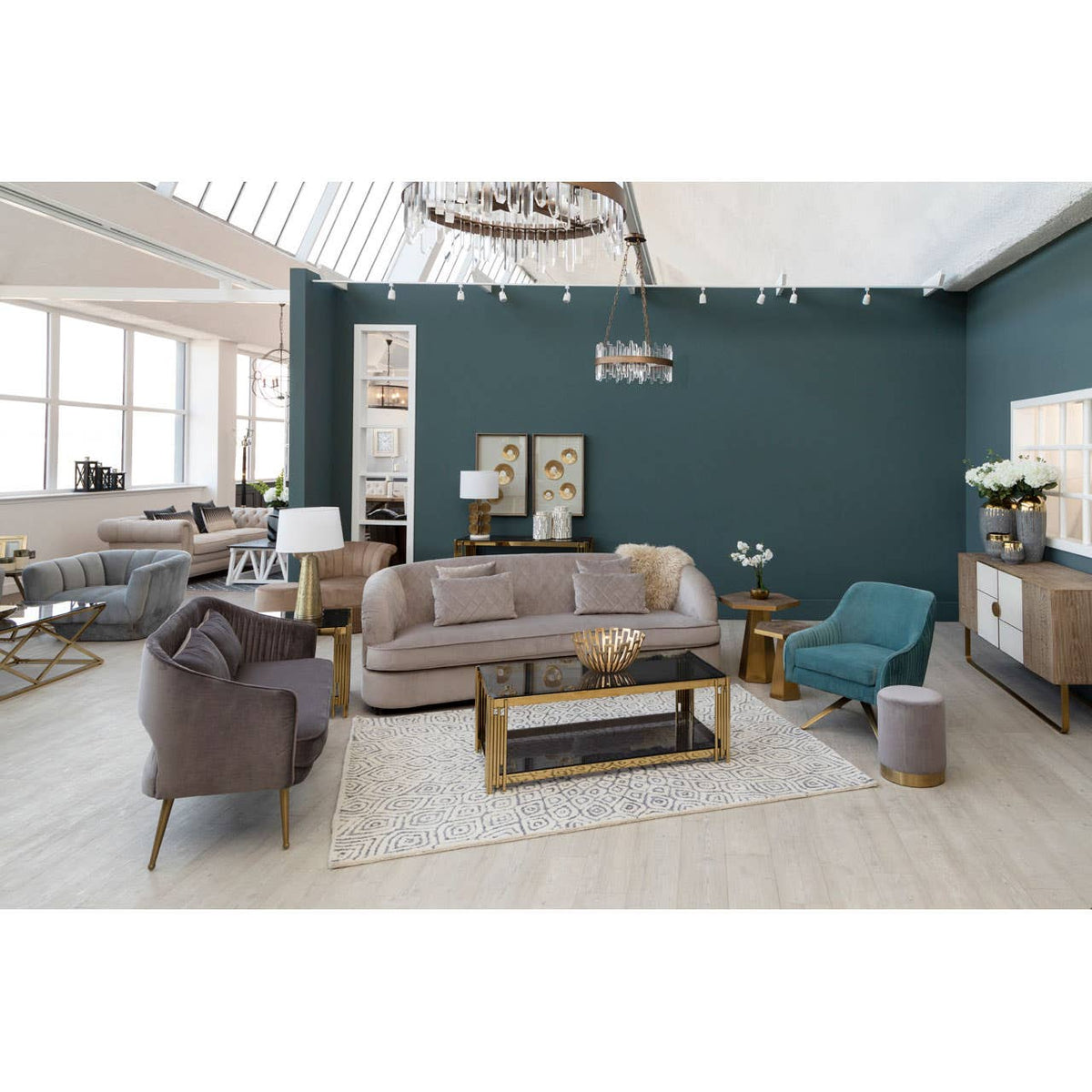 Fiji Three Seat Grey Cotton Velvet Sofa.