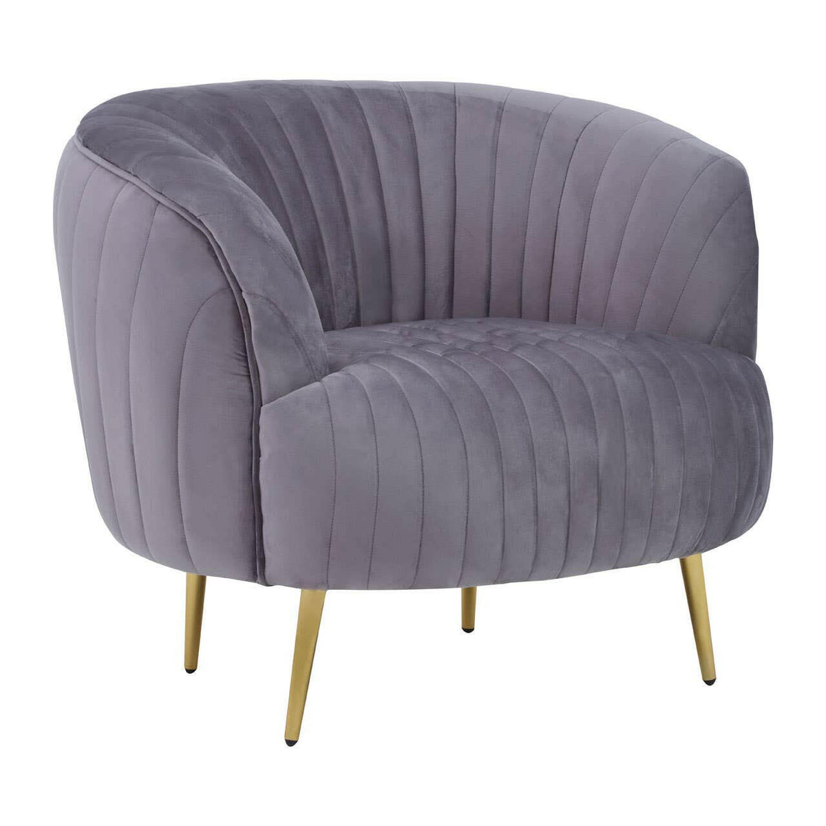 Florina Grey Velvet Chair With Gold Legs.