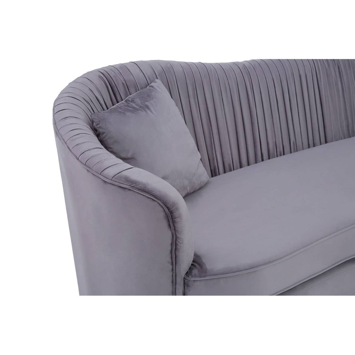 Franza 3 Seat Pleated Grey Velvet Sofa.