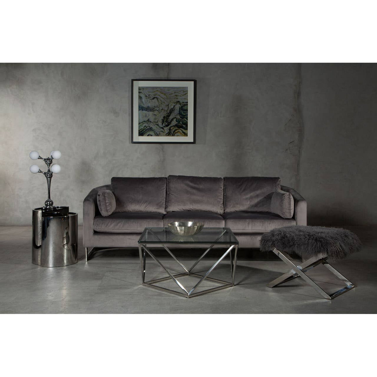 Freda 3 Seat Grey Sofa.