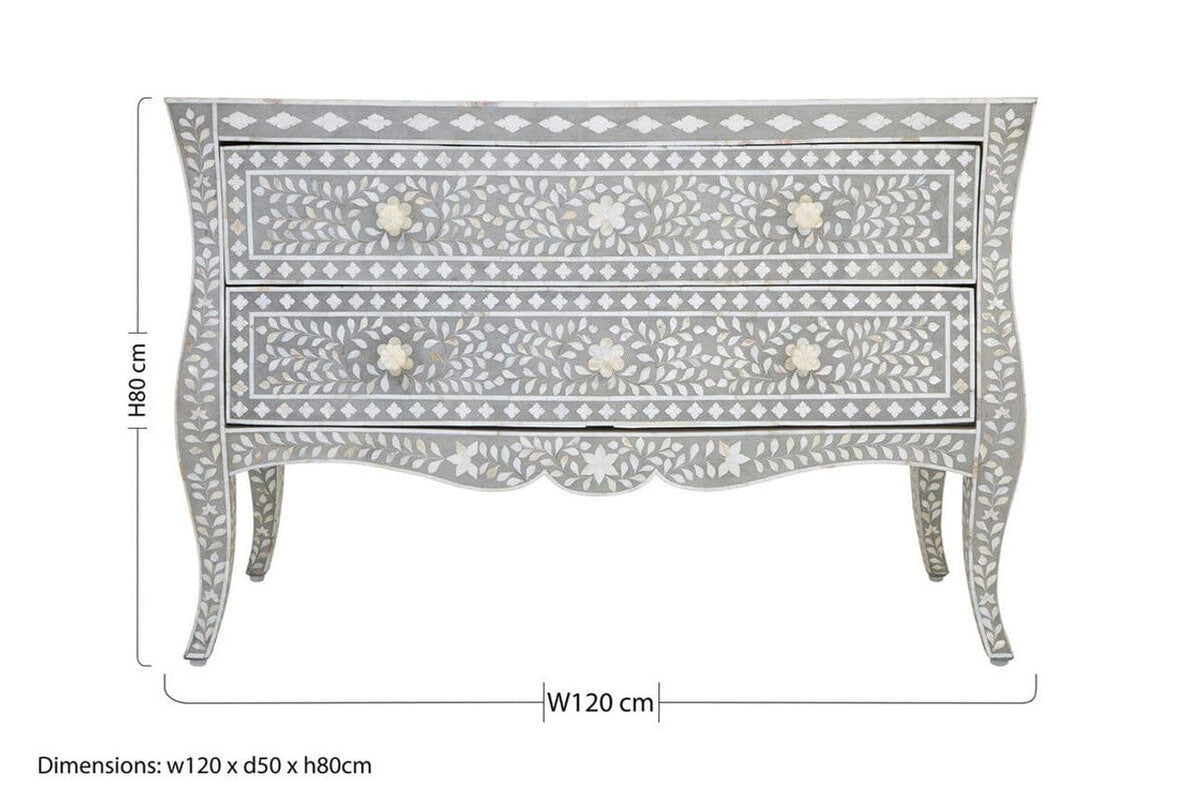 Noosa & Co. Living Fusion 2 Drawer Chest with Mother of Pearl Inlay House of Isabella UK