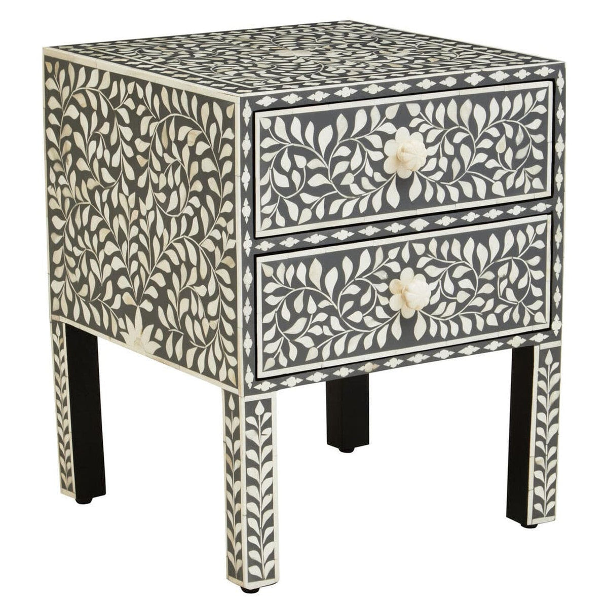 Noosa & Co. Living Fusion 2 Drawer Side Table with Bone Inlay House of Isabella UK