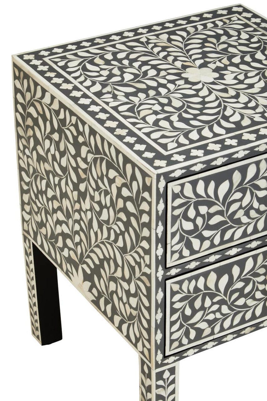 Noosa & Co. Living Fusion 2 Drawer Side Table with Bone Inlay House of Isabella UK