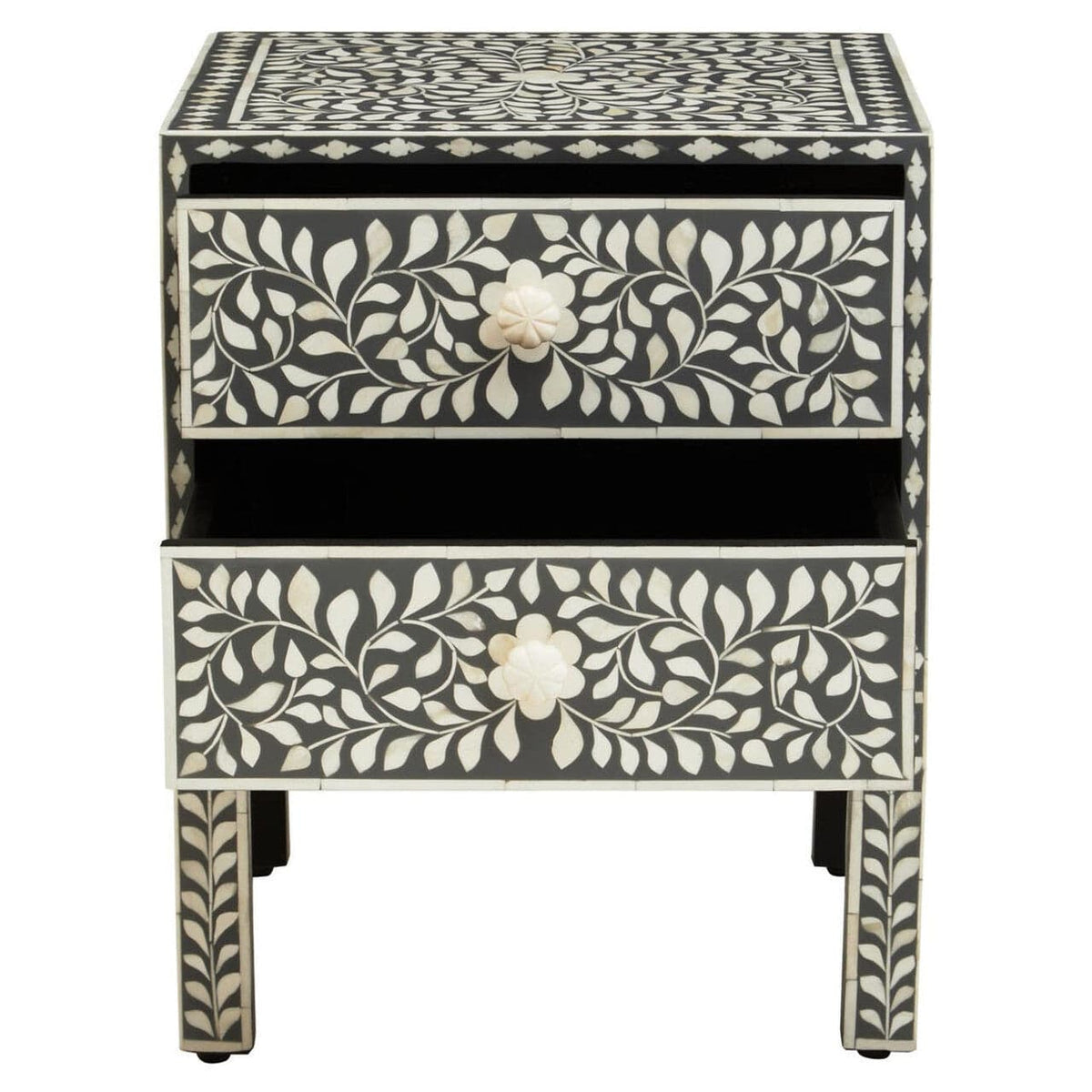 Noosa & Co. Living Fusion 2 Drawer Side Table with Bone Inlay House of Isabella UK