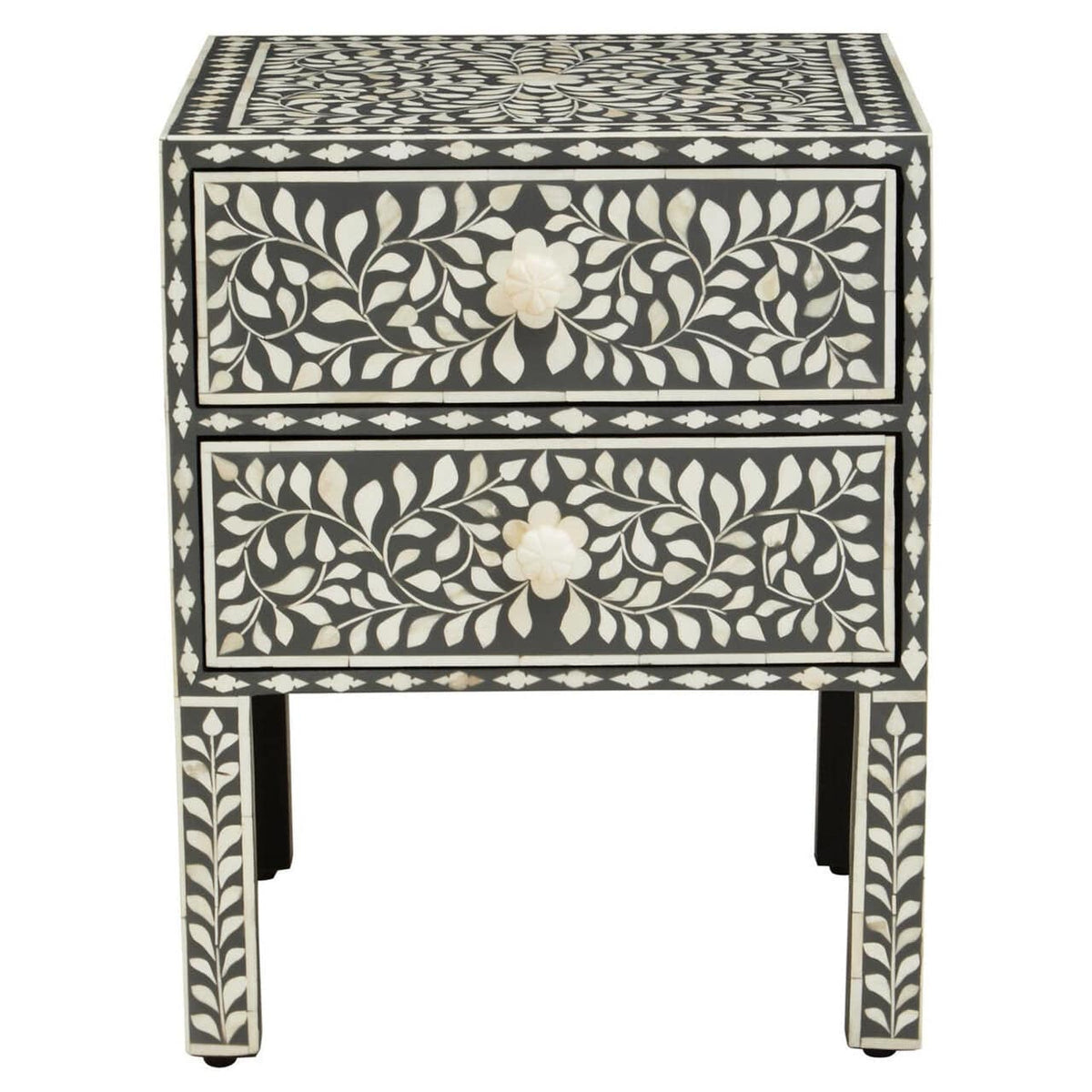 Noosa & Co. Living Fusion 2 Drawer Side Table with Bone Inlay House of Isabella UK
