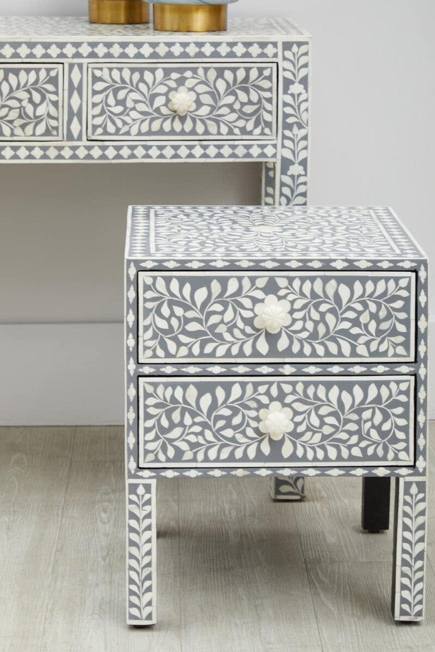 Noosa & Co. Living Fusion 2 Drawer Side Table with Bone Inlay House of Isabella UK