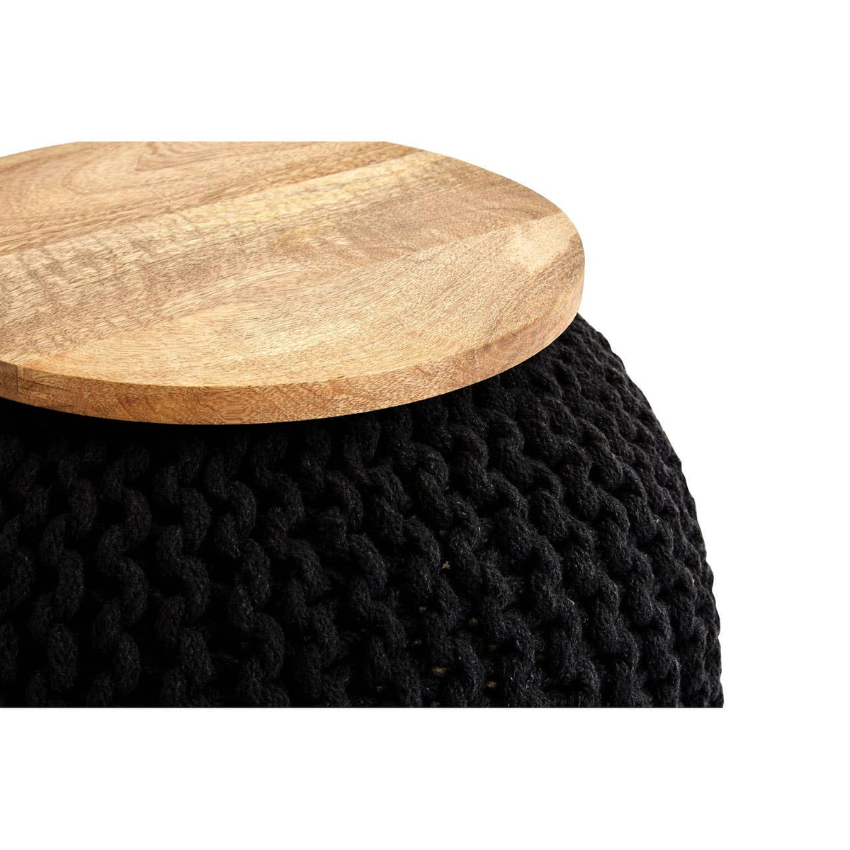 Fusion Black Woven Pouffe.