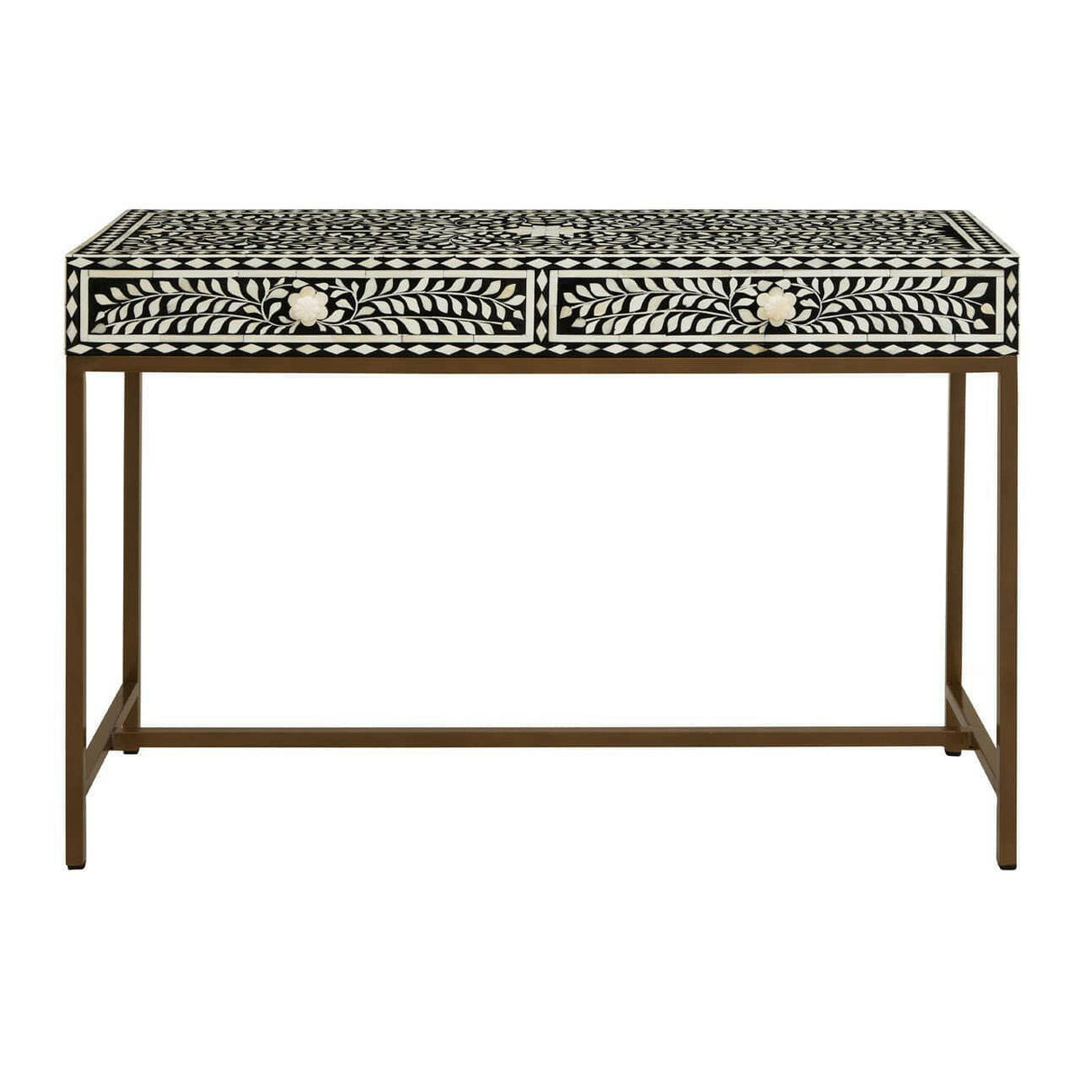 Fusion Console Table With Gold Finish Legs.