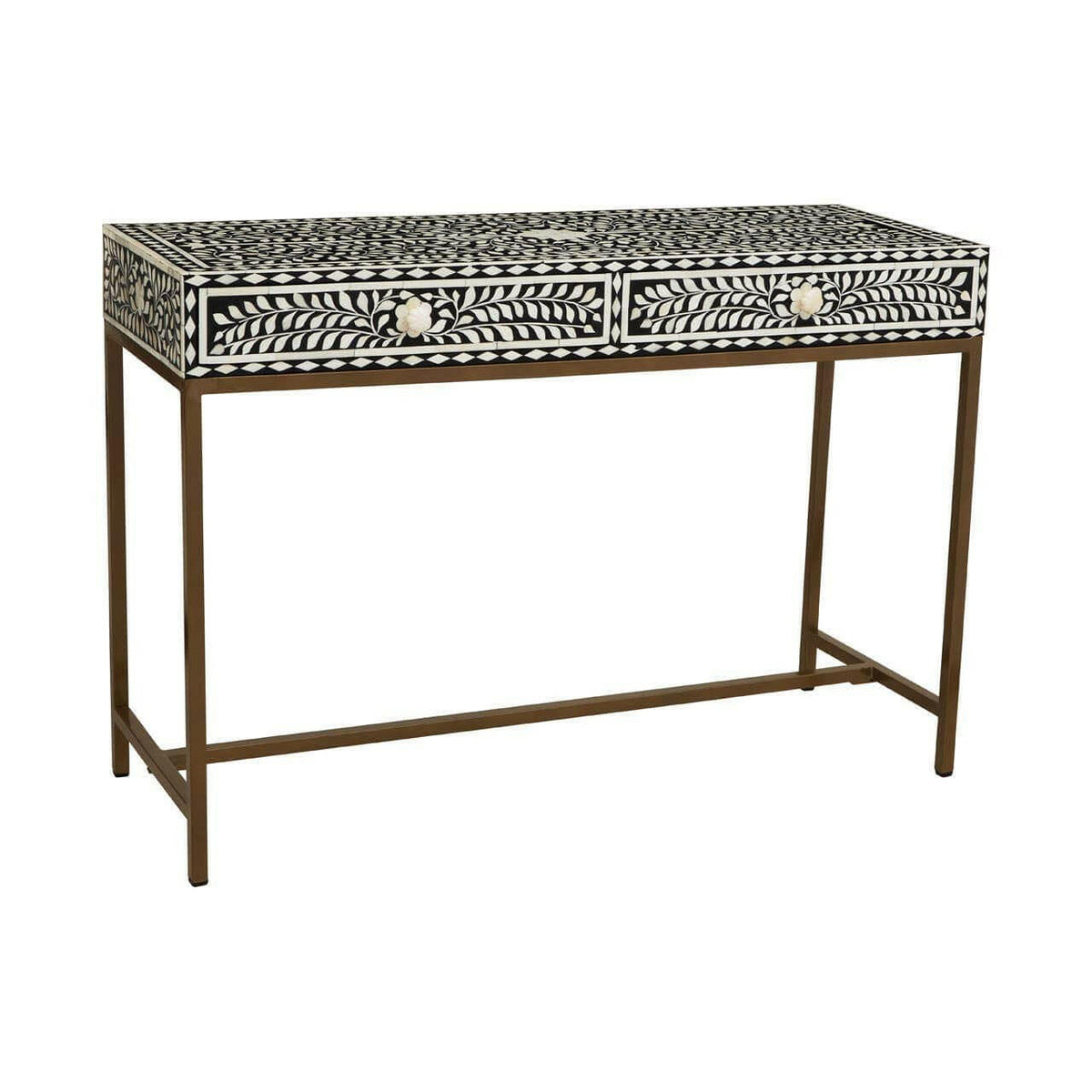 Fusion Console Table With Gold Finish Legs.