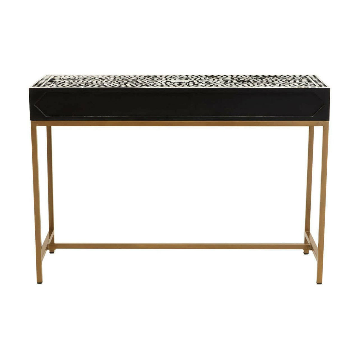 Fusion Console Table With Gold Finish Legs.