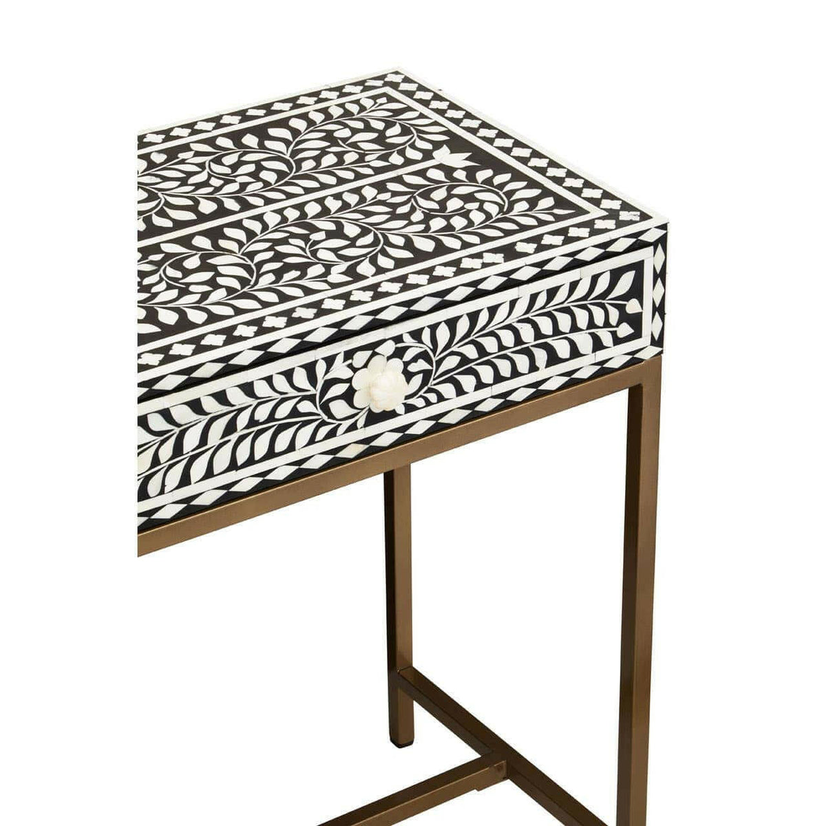 Fusion Console Table With Gold Finish Legs.