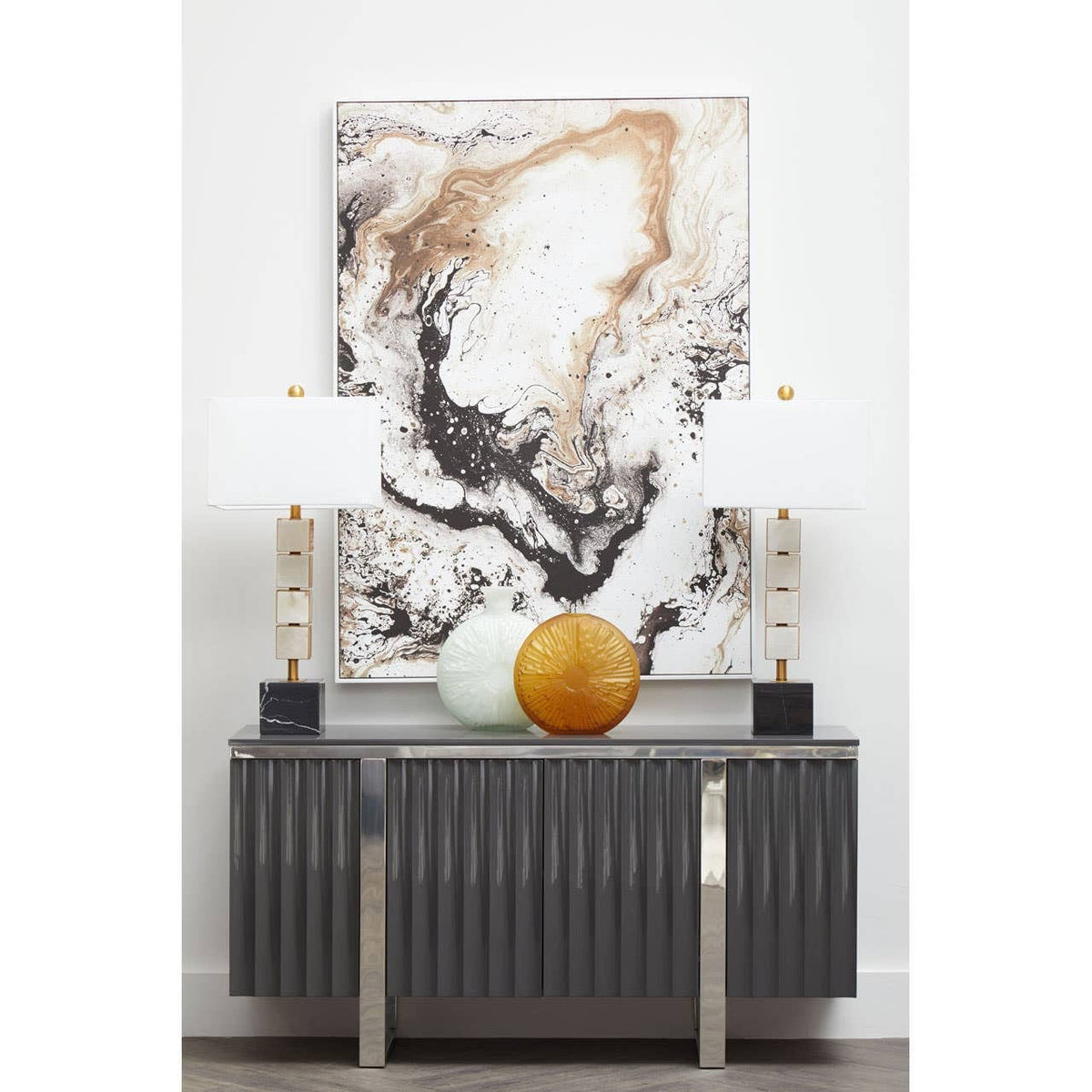 Noosa & Co. Living Genoa Four Door Grey Gloss Finish Sideboard House of Isabella UK