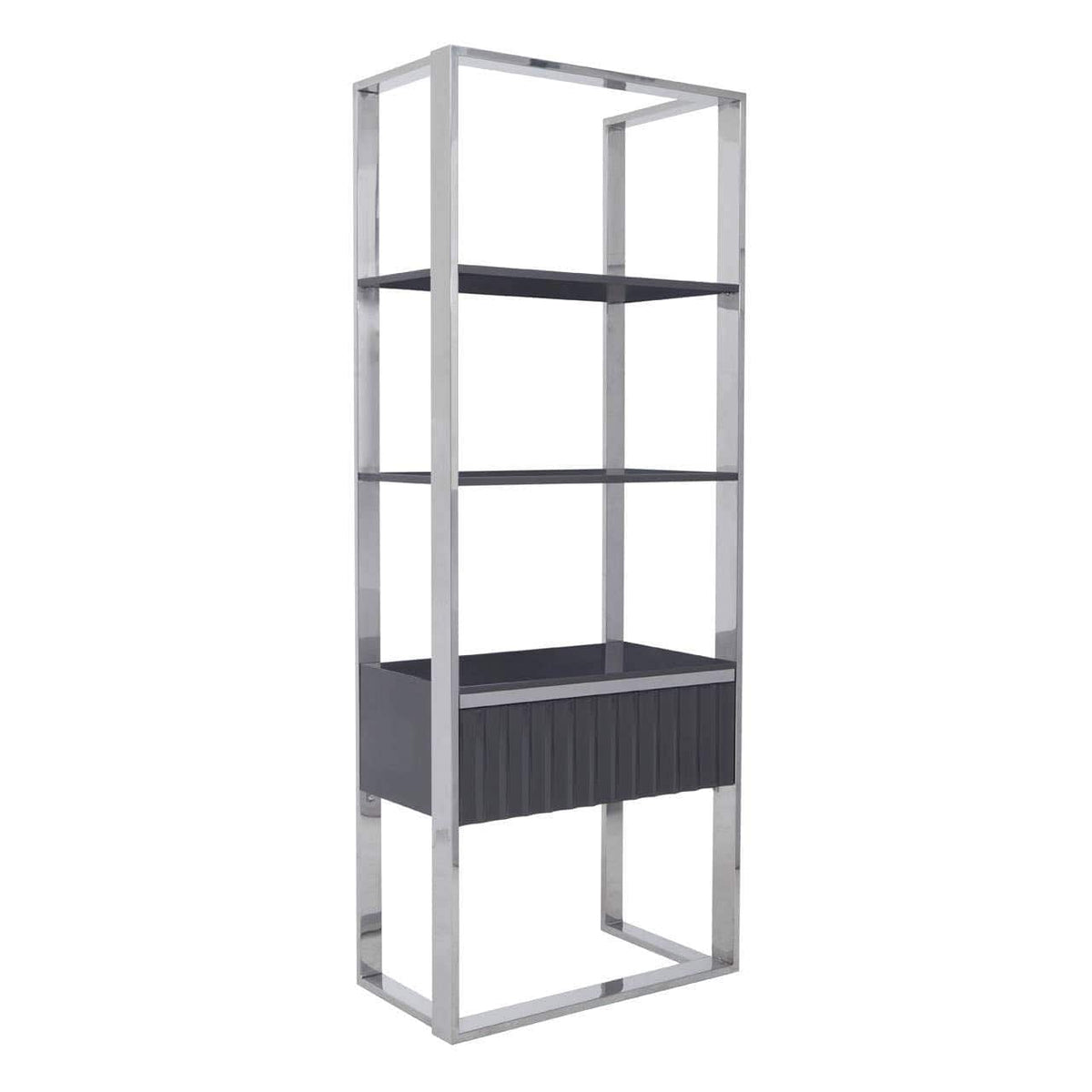 Noosa & Co. Living Genoa Grey and Stainless Steel Shelf Unit House of Isabella UK