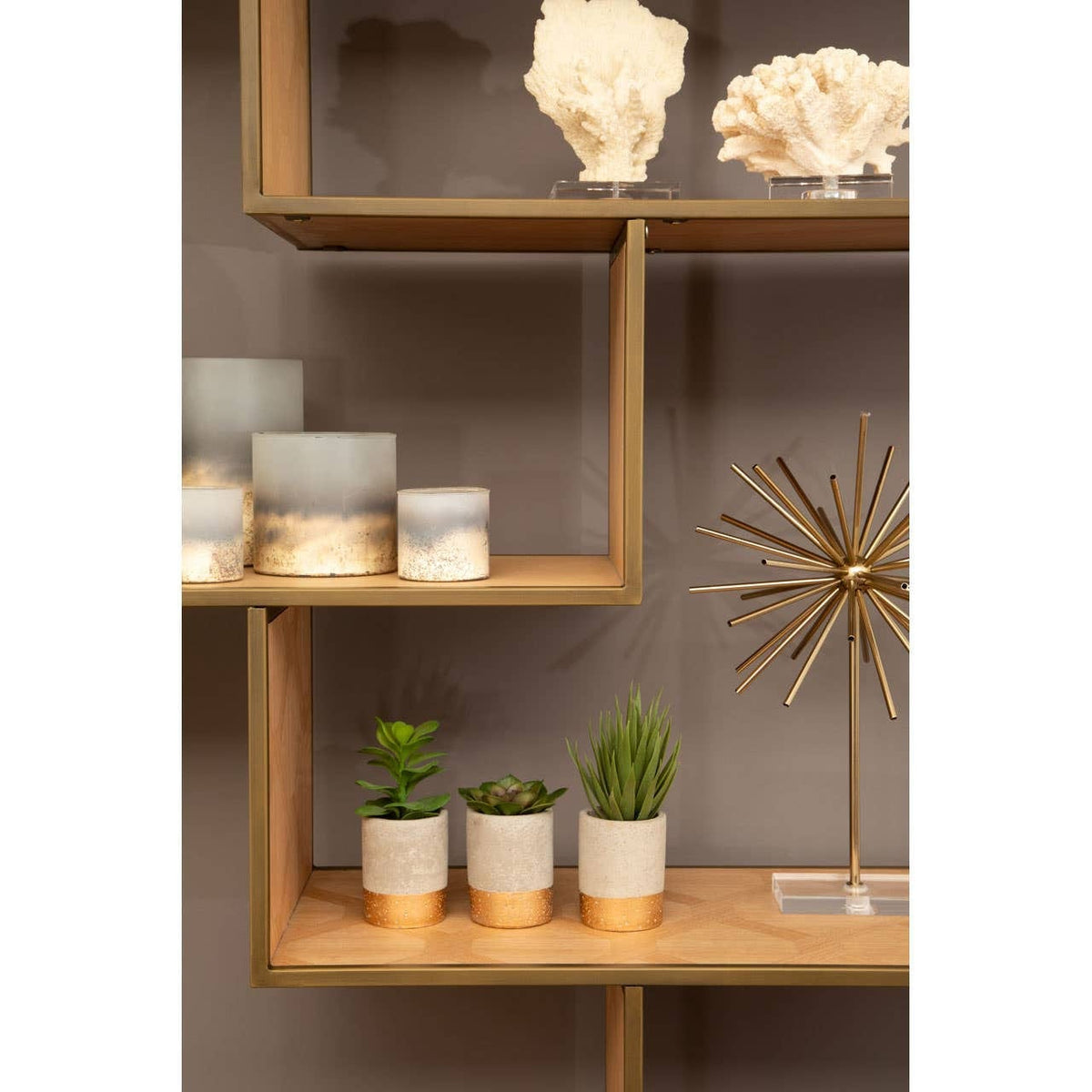 Noosa & Co. Living Grenoble Brushed Brass Multi Tier Shelving Unit House of Isabella UK