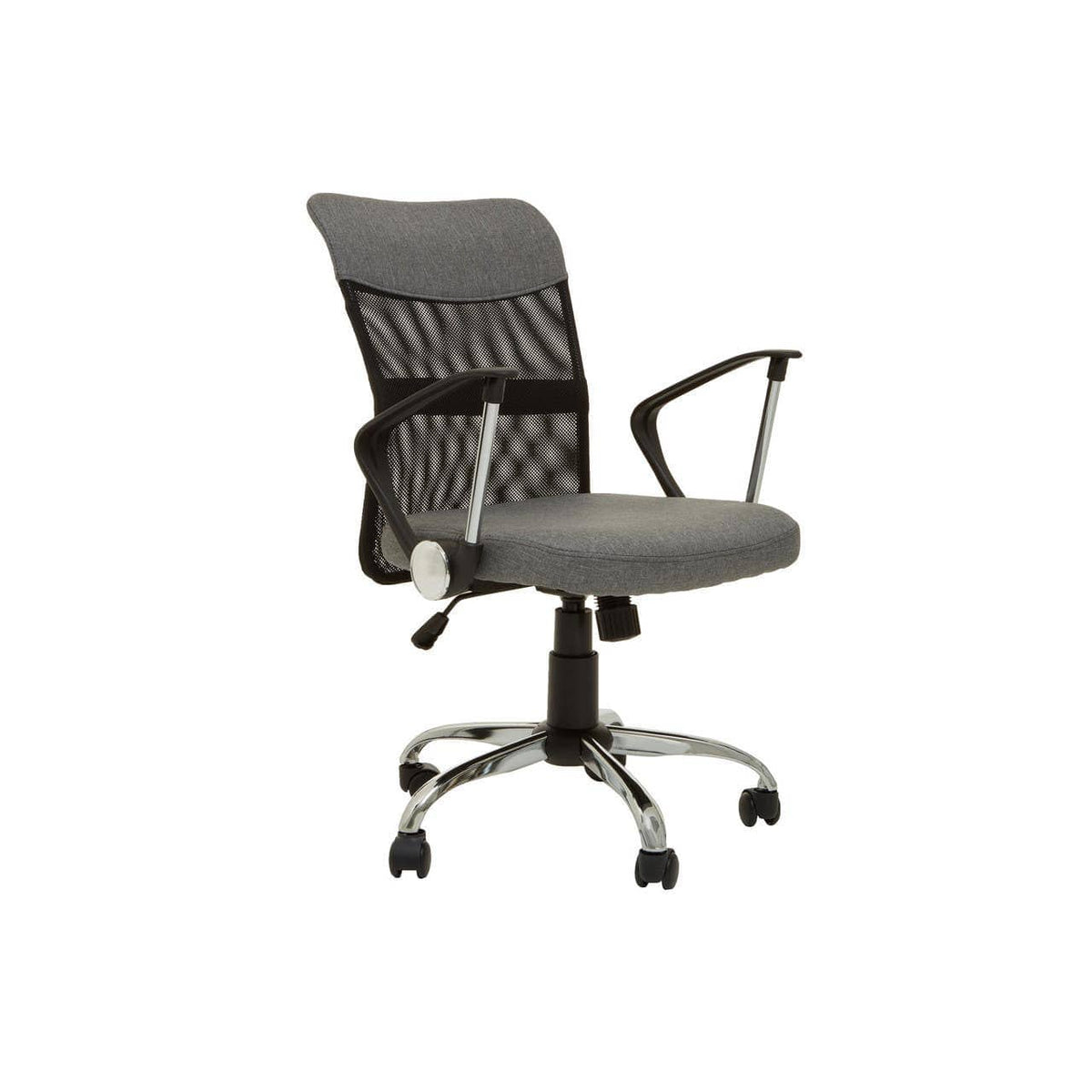 Grey Home Office Chair With Chrome Arms.