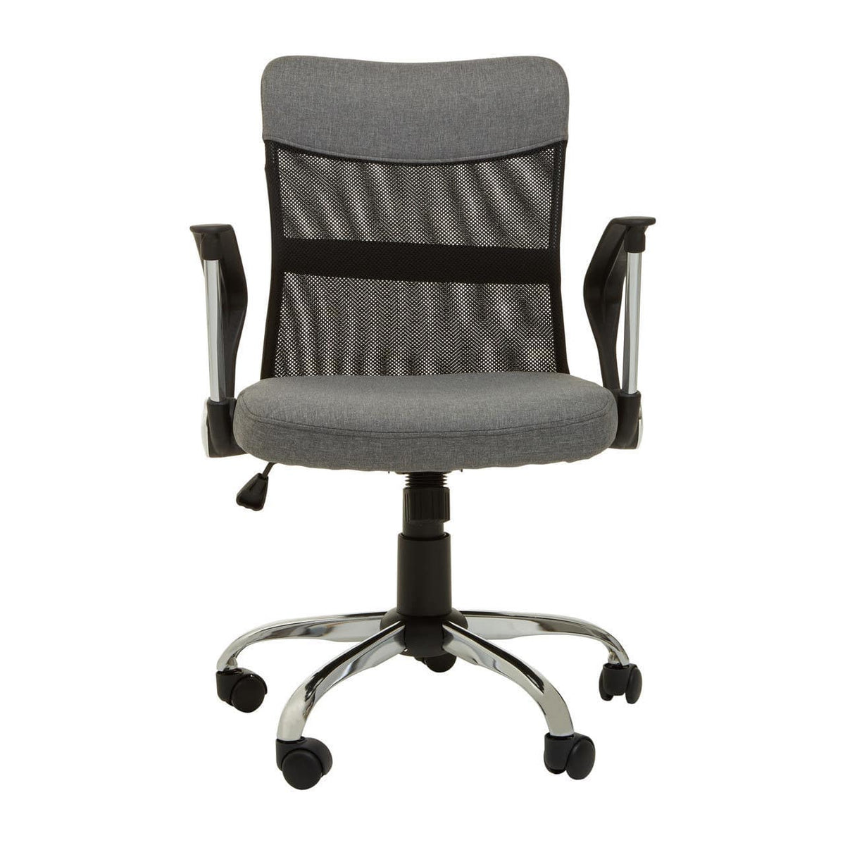 Grey Home Office Chair With Chrome Arms.