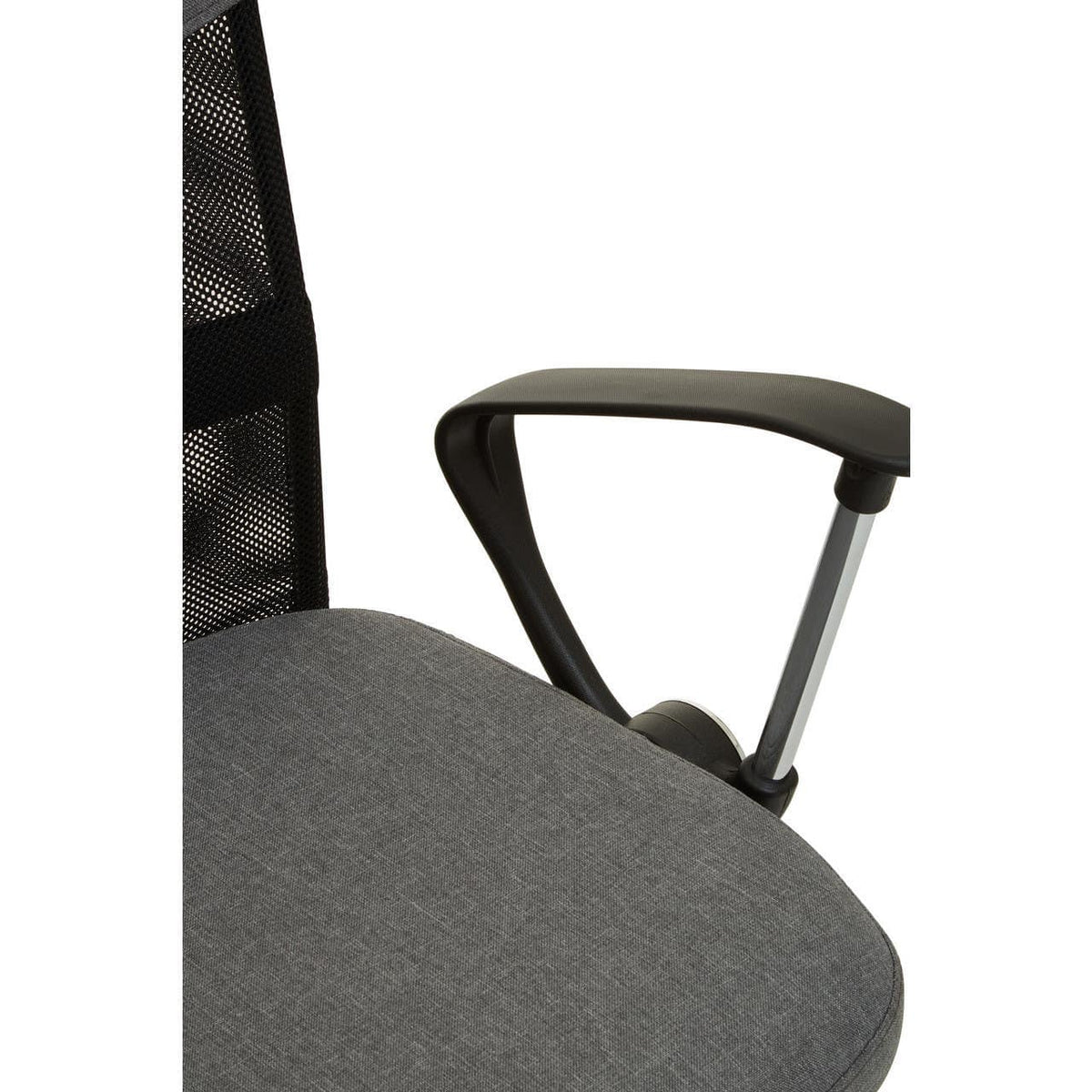 Grey Home Office Chair With Chrome Arms.