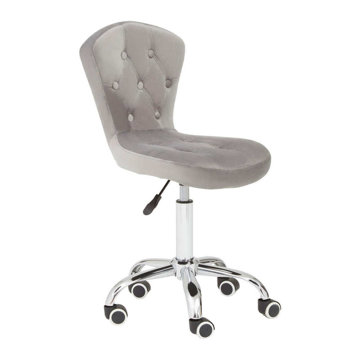 Grey Velvet Buttoned Home Office Chair.