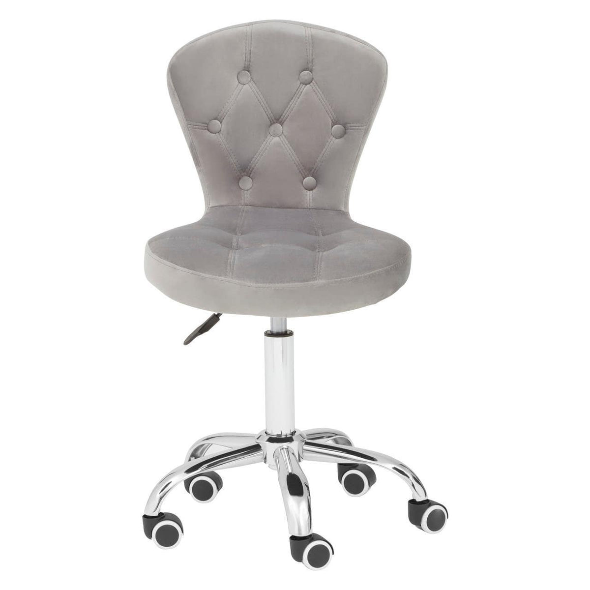 Grey Velvet Buttoned Home Office Chair.
