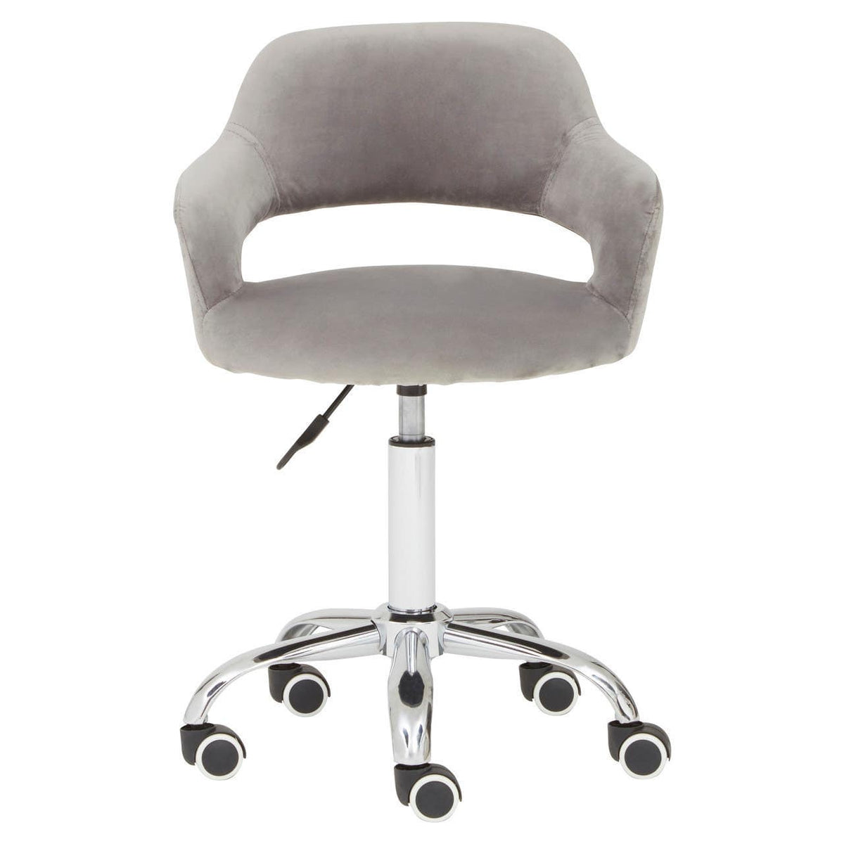 Grey Velvet Home Office Chair With Curved Back.