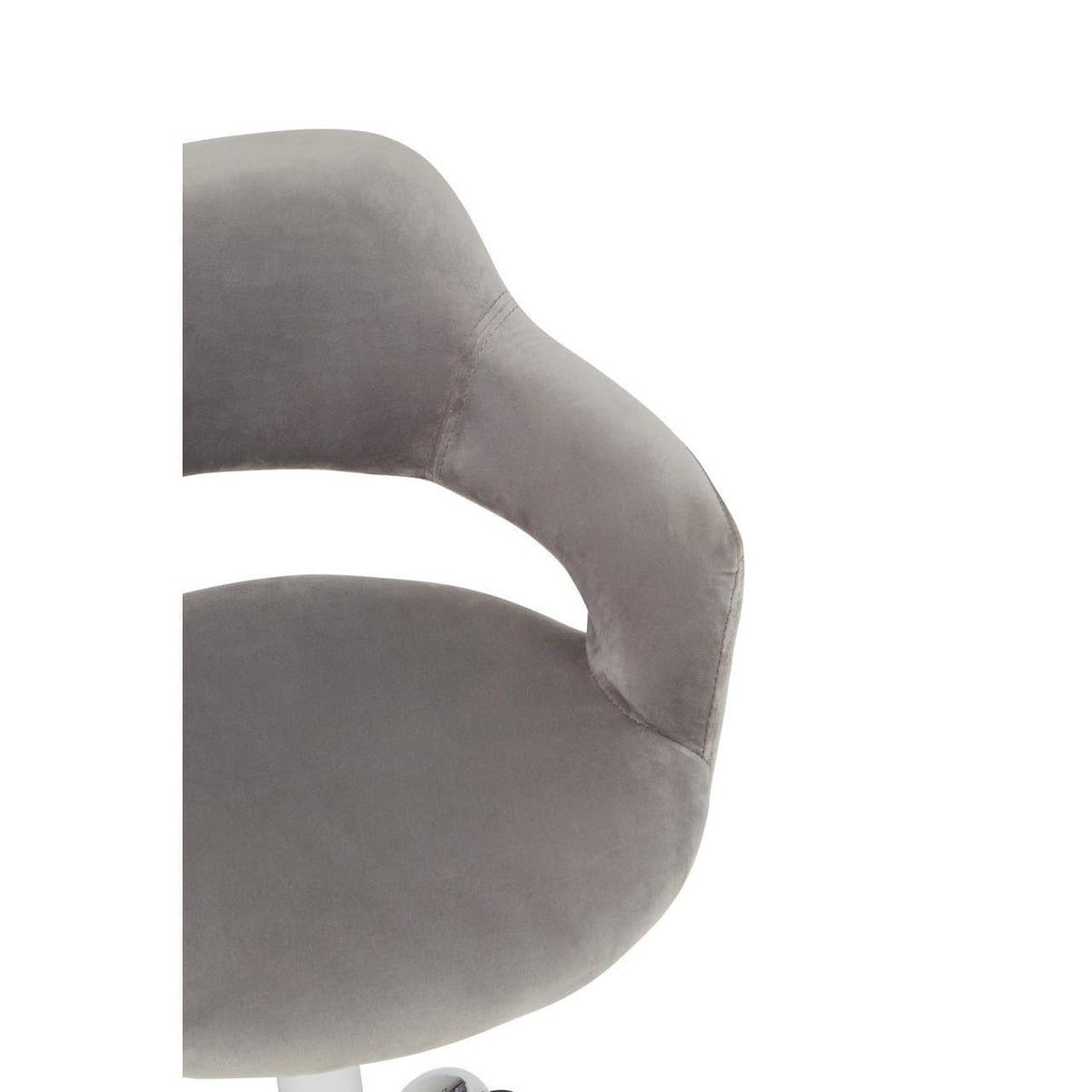Grey Velvet Home Office Chair With Curved Back.