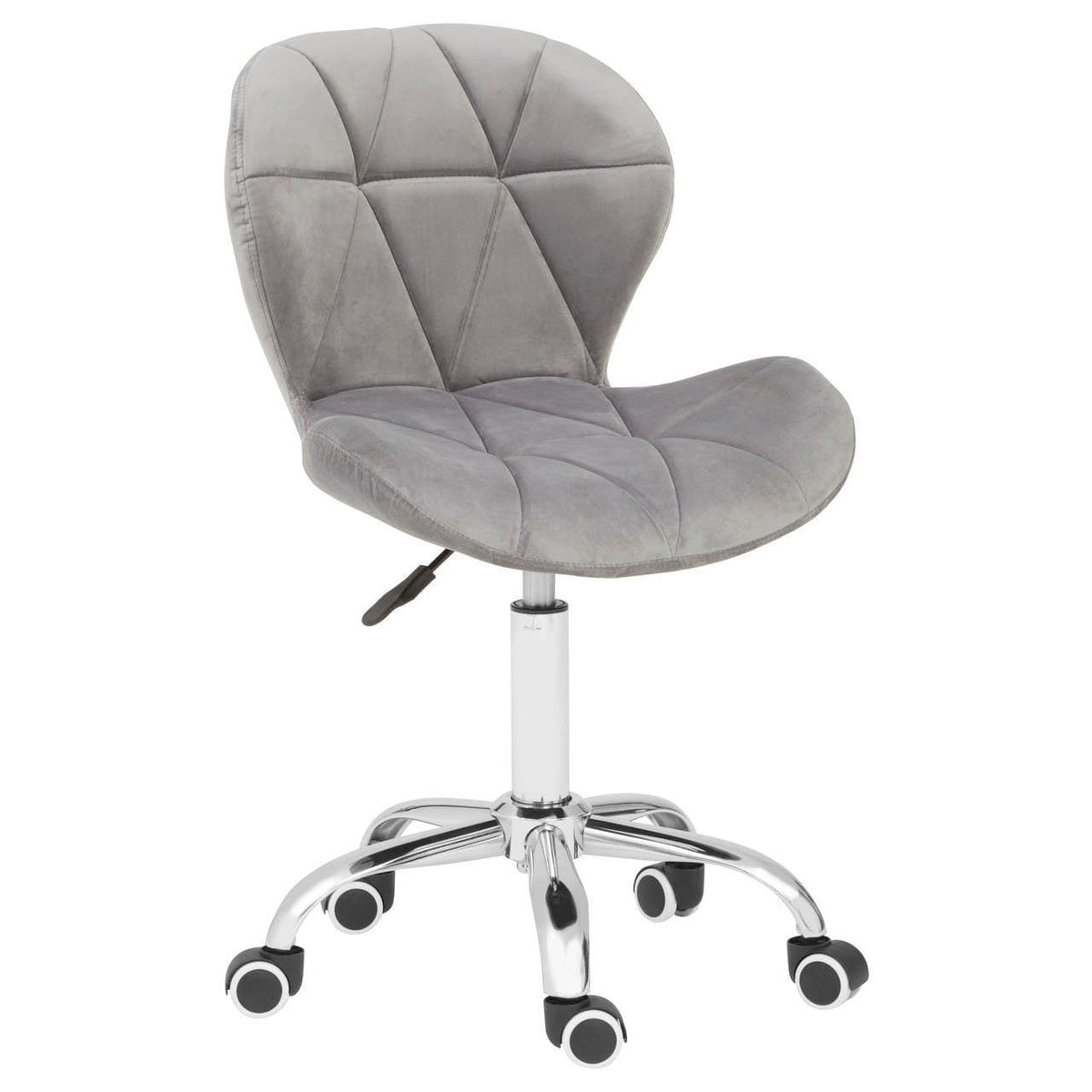 Grey Velvet Quilted Home Office Chair.