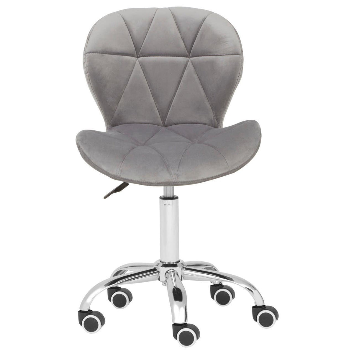 Grey Velvet Quilted Home Office Chair.