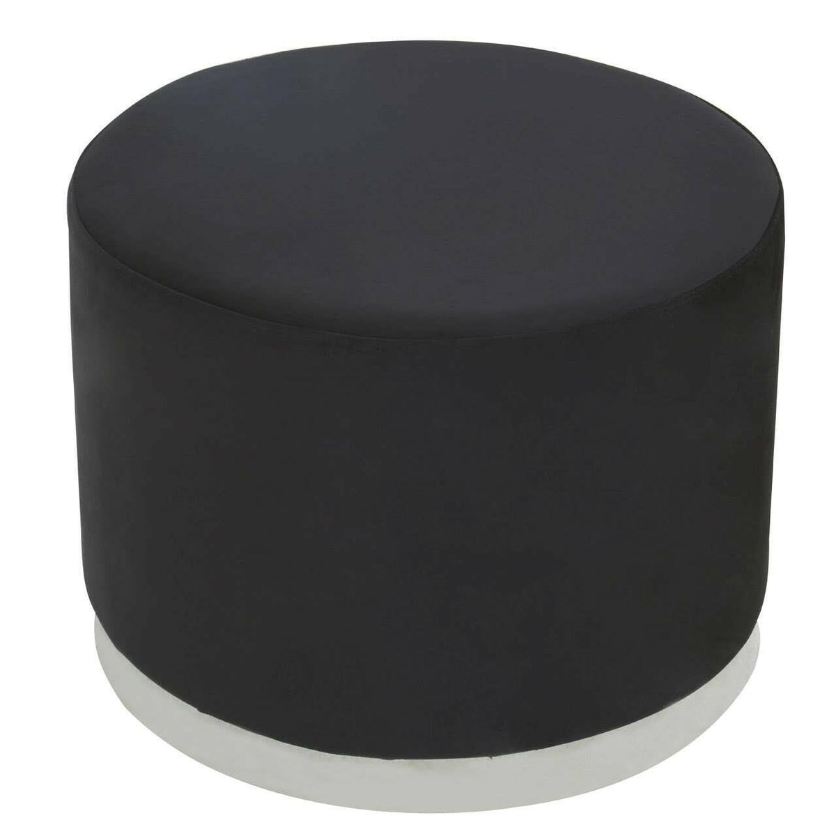 Hagen Black And Silver Round Stool.