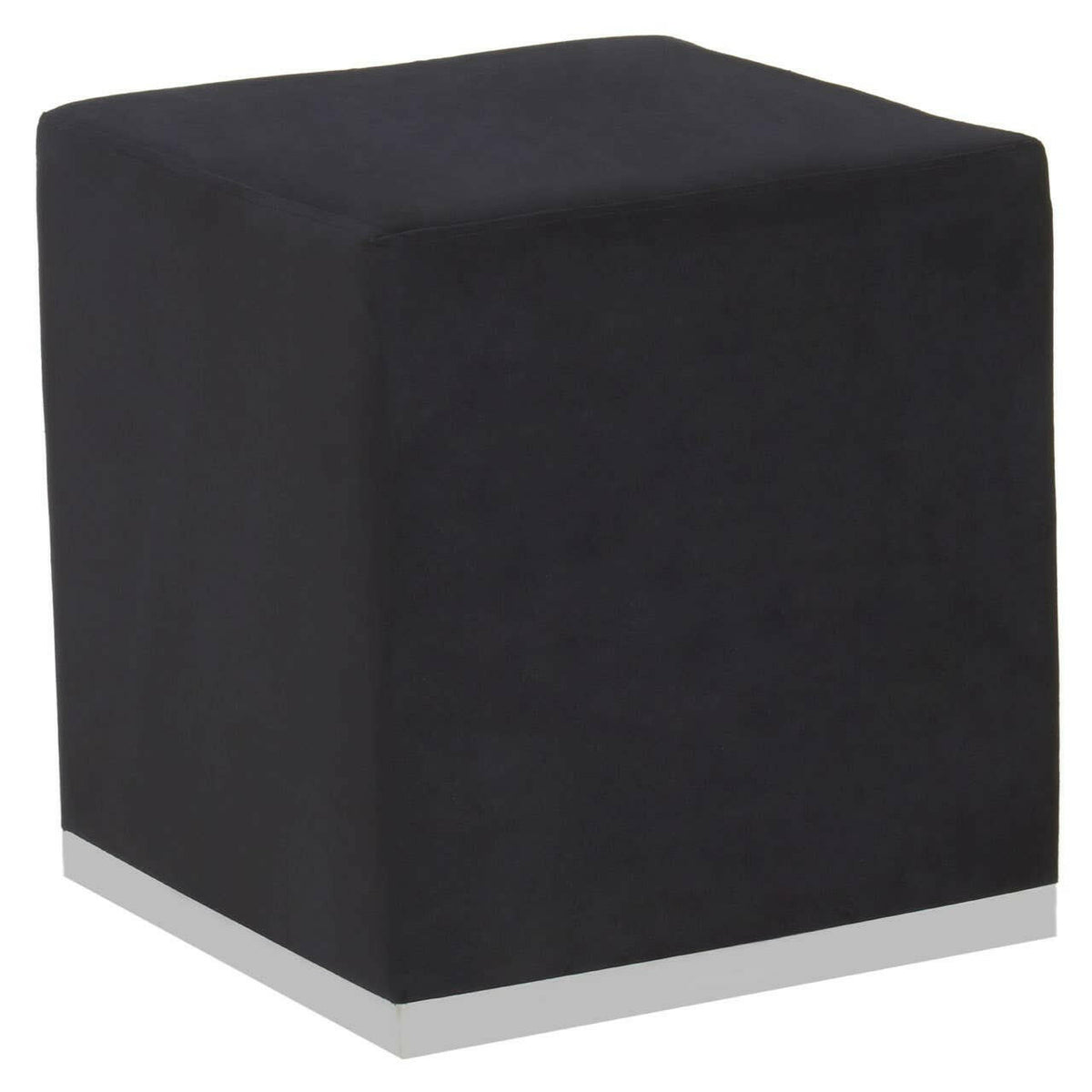 Hagen Black And Silver Square Stool.