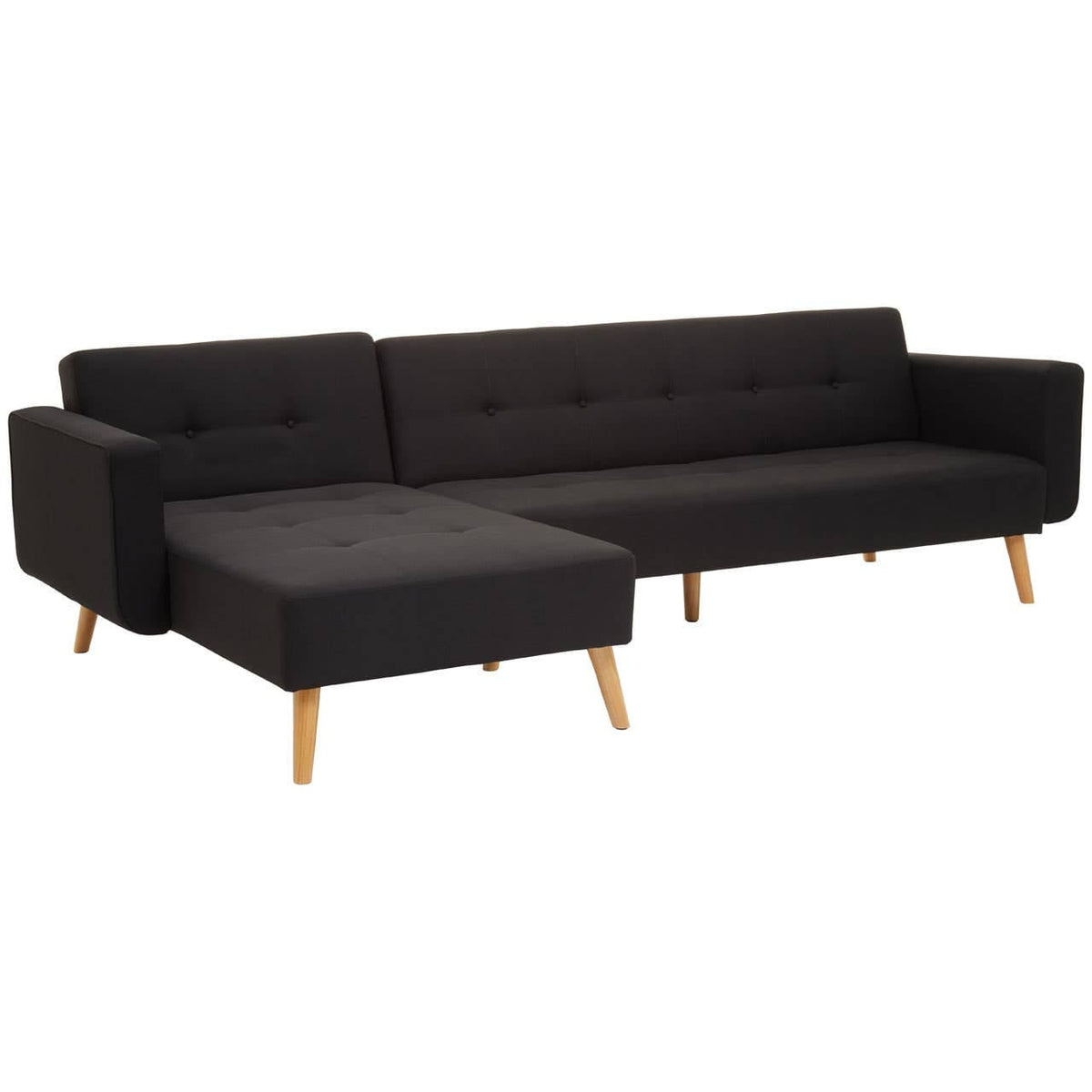 Hagen Black Large Corner Sofa Bed.