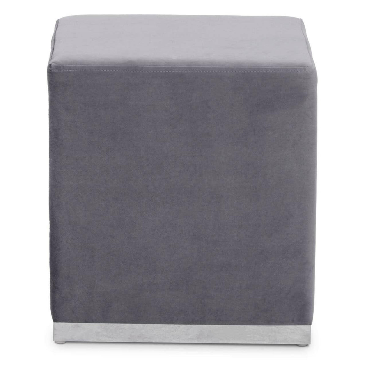 Hagen Grey And Silver Square Stool.