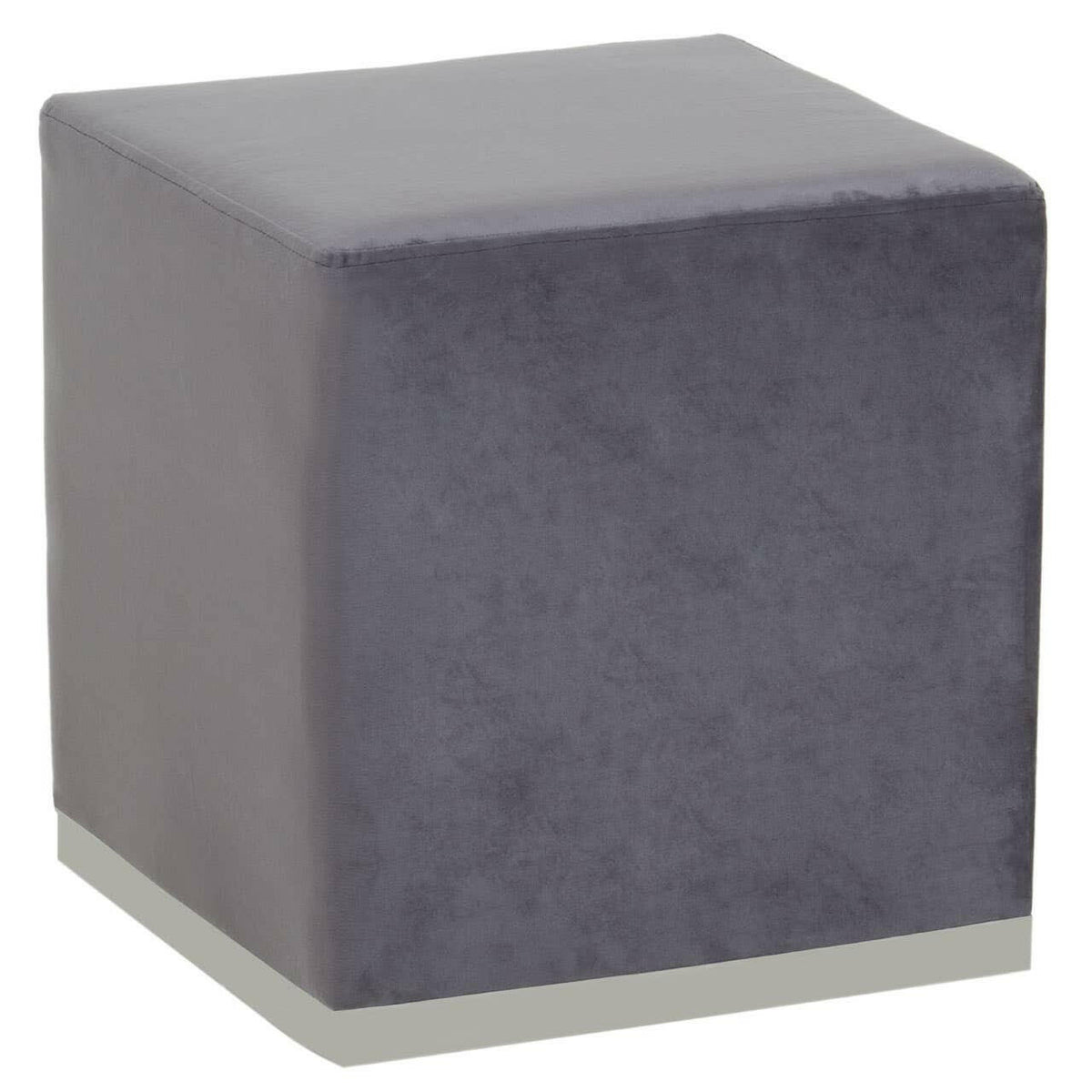 Hagen Grey And Silver Square Stool.