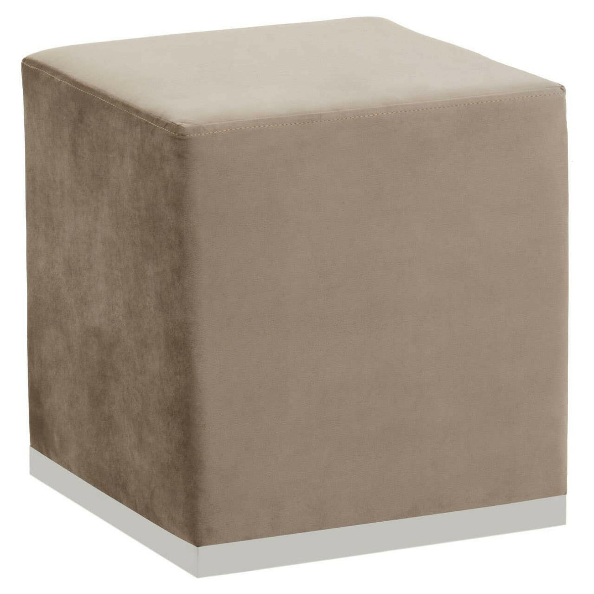Hagen Mink And Silver Square Stool.