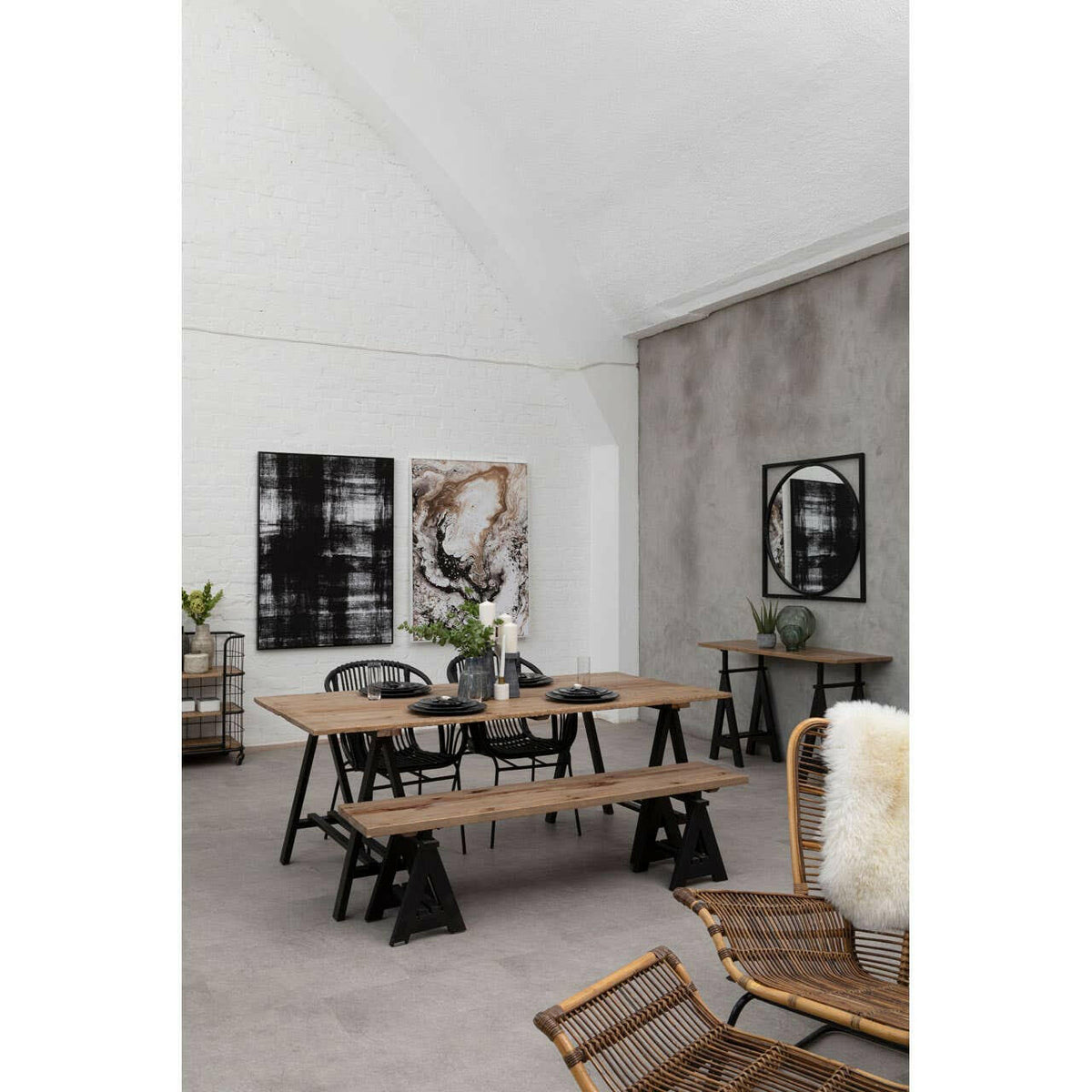 Hampstead Pine Wood And Iron Console Table.