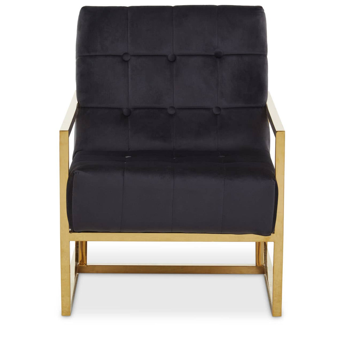 Hana Black Velvet Chair With Gold Frame.