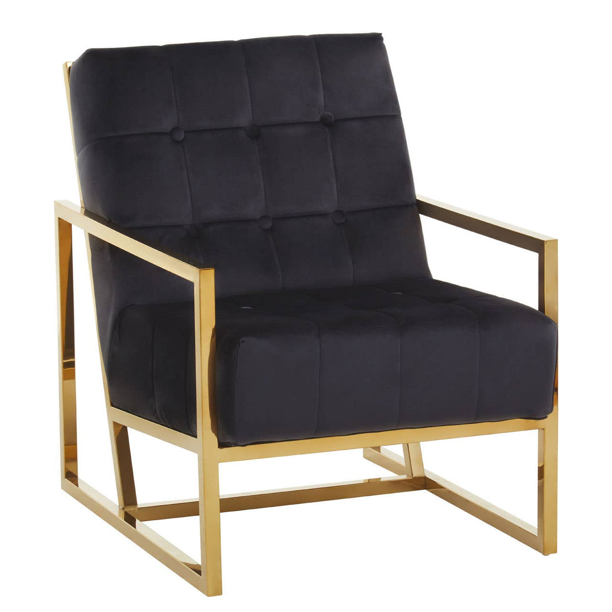 Hana Black Velvet Chair With Gold Frame.