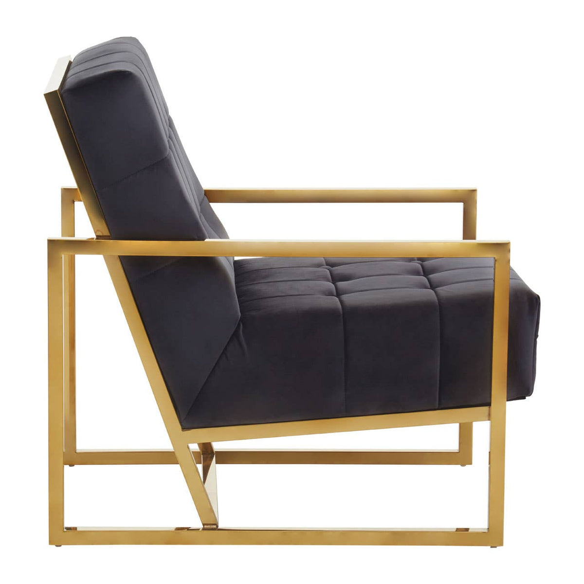 Hana Black Velvet Chair With Gold Frame.