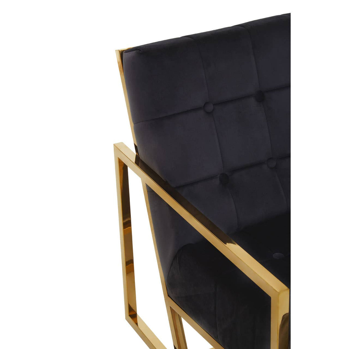 Hana Black Velvet Chair With Gold Frame.