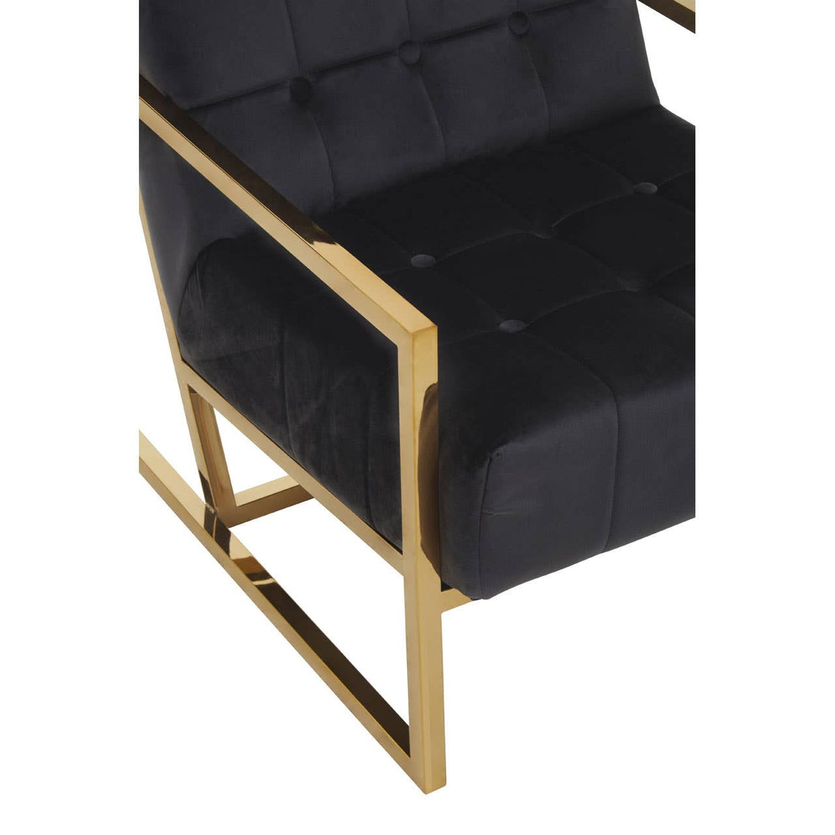 Hana Black Velvet Chair With Gold Frame.