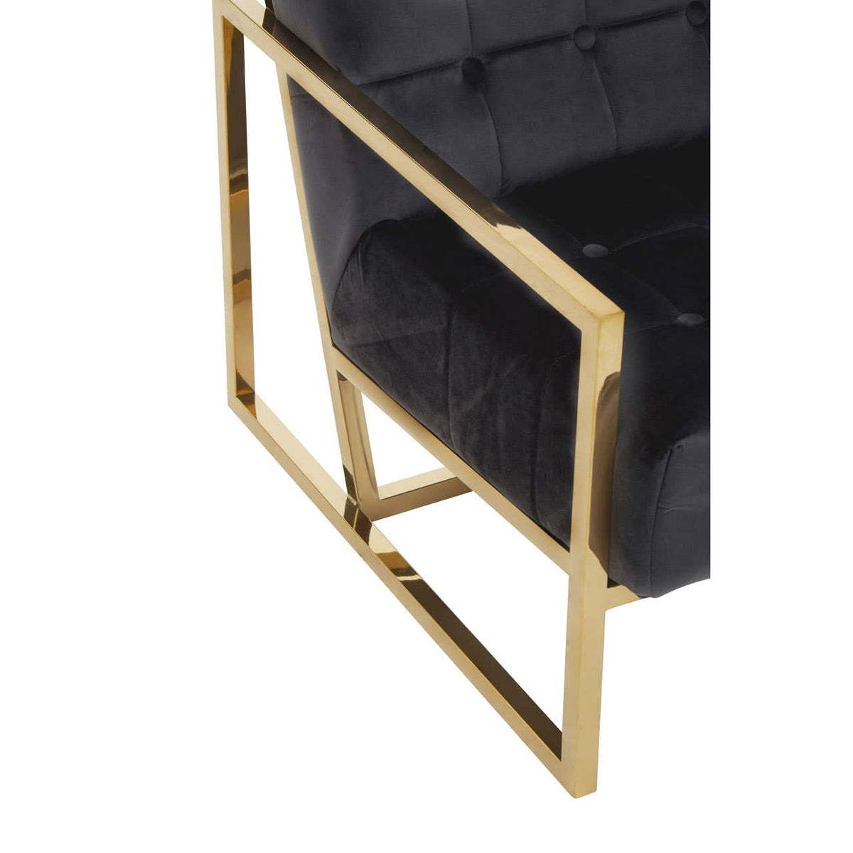 Hana Black Velvet Chair With Gold Frame.