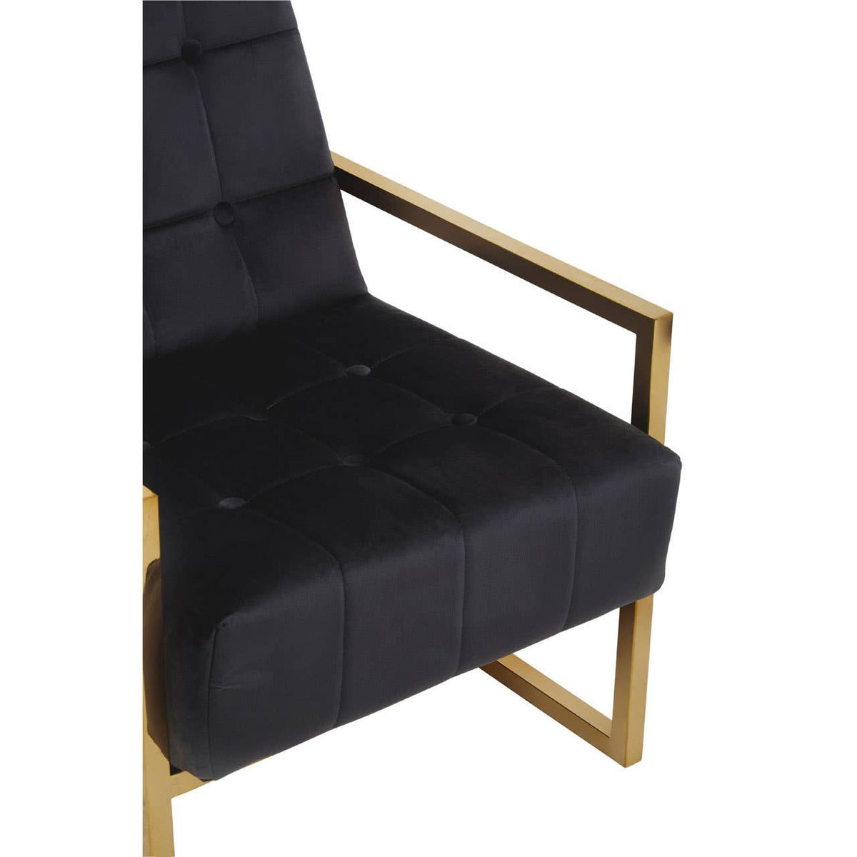 Hana Black Velvet Chair With Gold Frame.