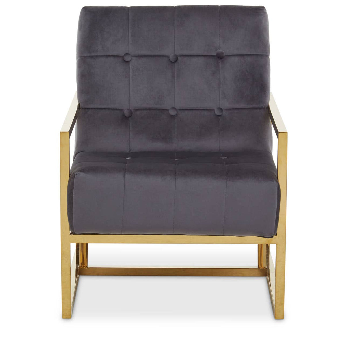Hana Grey Velvet Chair With Gold Frame.